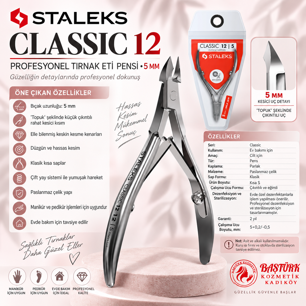 STALEKS CLASSIC 12 Profesyonel Tırnak Eti Pensi - 5 mm