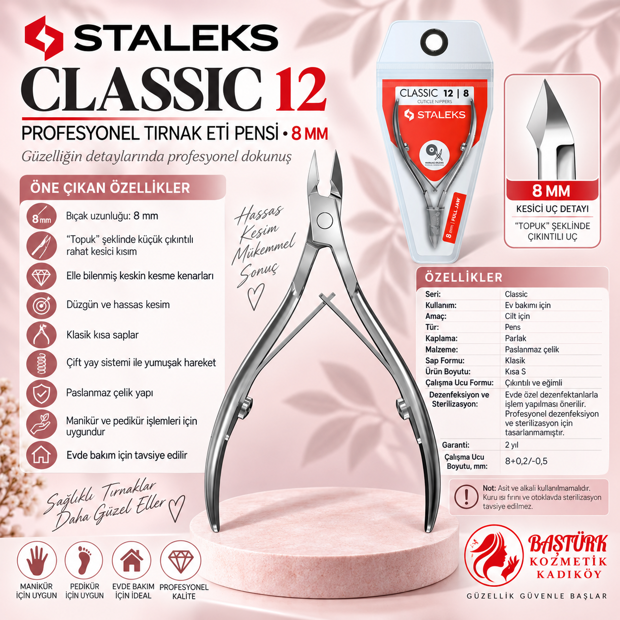 STALEKS CLASSIC 12 Profesyonel Tırnak Eti Pensi - 8 mm