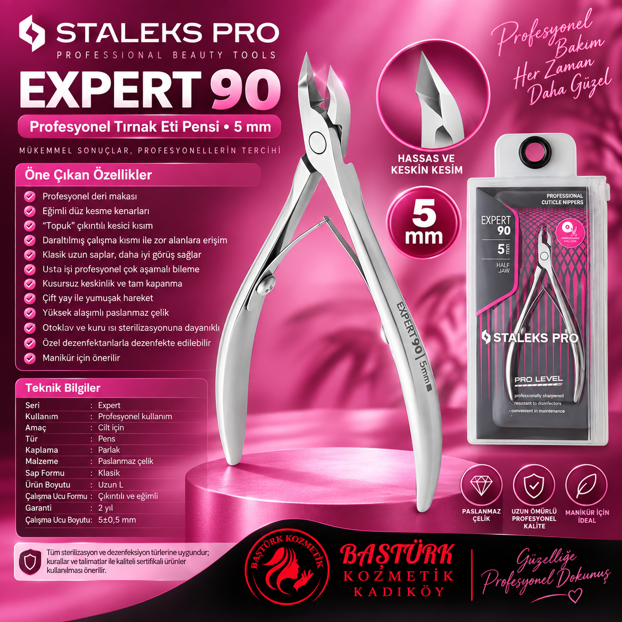 STALEKS EXPERT 90 Profesyonel Tırnak Eti Pensi - 5 mm