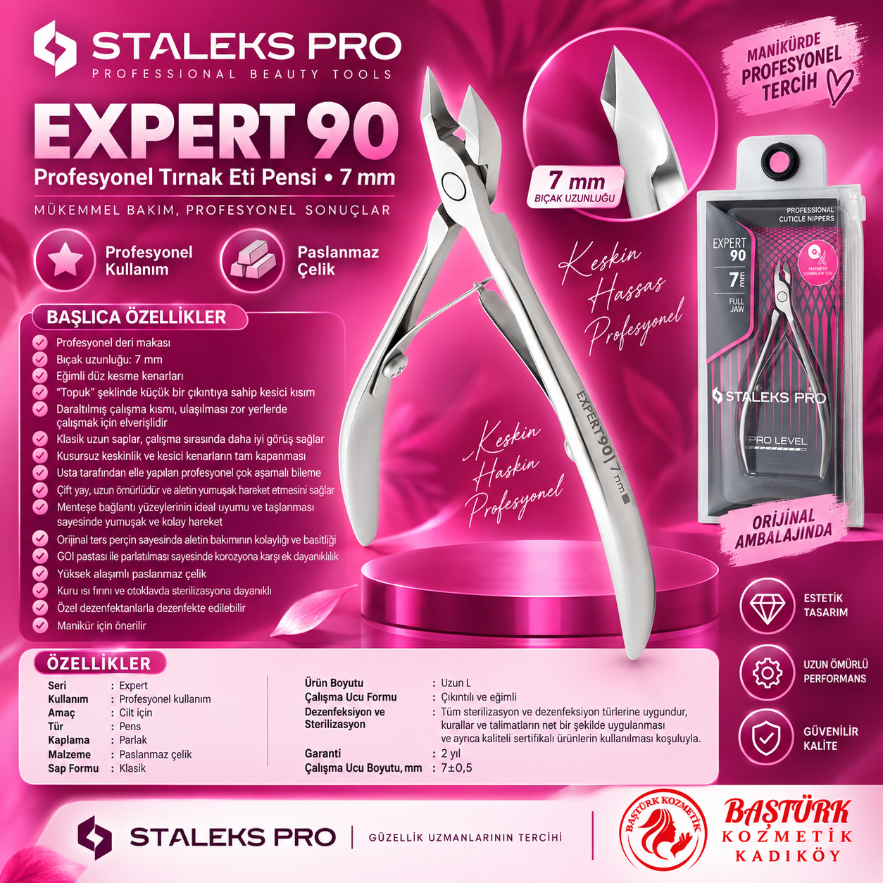 STALEKS EXPERT 90 Profesyonel Tırnak Eti Pensi - 7 mm