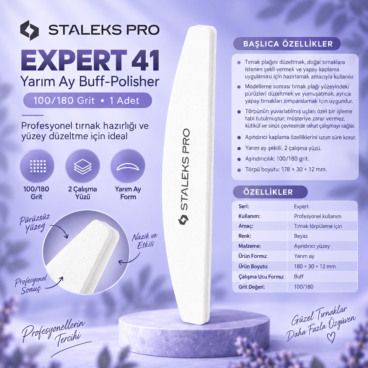 STALEKS EXPERT 41 Yarım Ay Buff-Polisher - 100/180 Grit (10 adet)