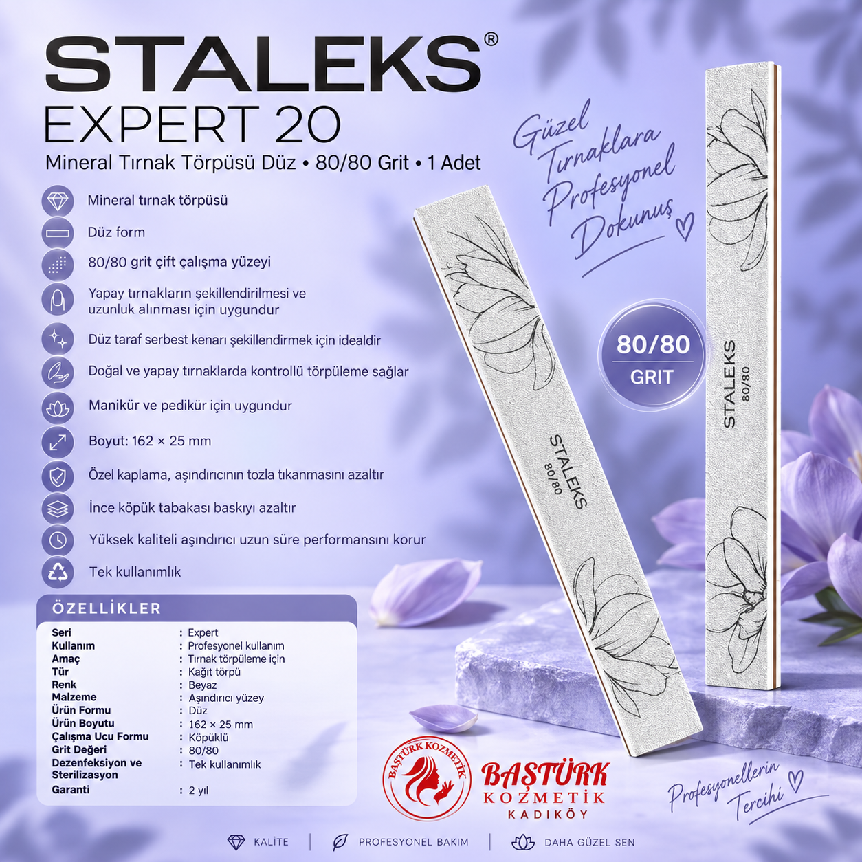 STALEKS EXPERT 20 Mineral Tırnak Törpüsü Düz - 80/80 Grit (1 adet)