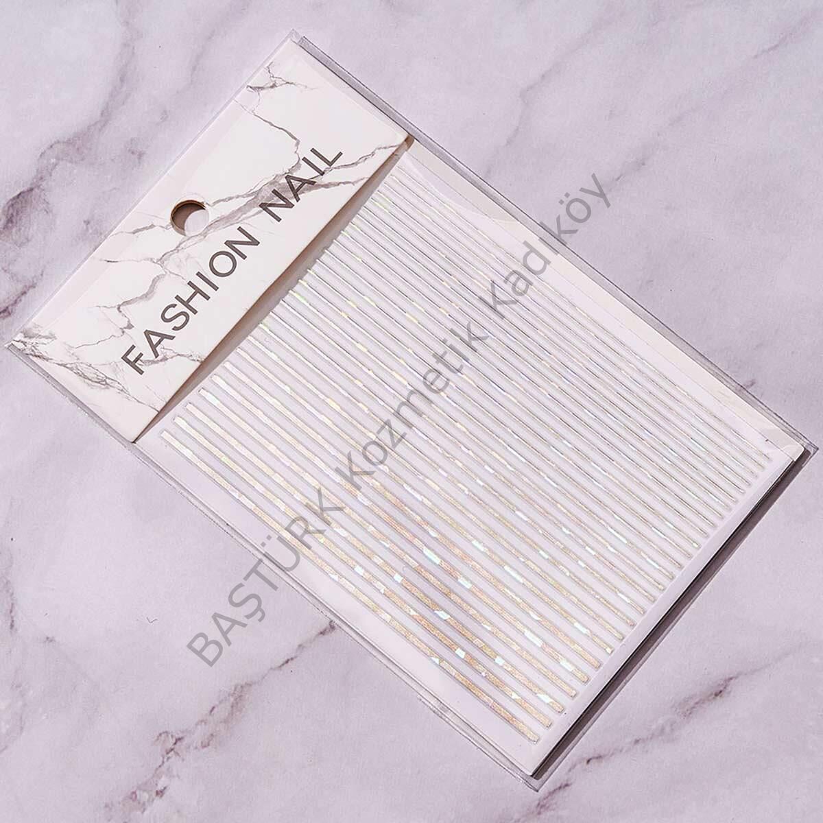 Adanil Nail Art Kendinden Yapışkanlı Şerit Sticker Parıltılı Gümüş