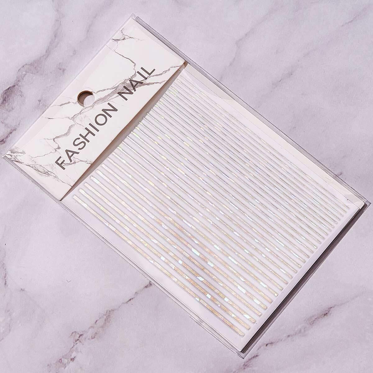 Adanil Nail Art Kendinden Yapışkanlı Şerit Sticker Parıltılı Gümüş