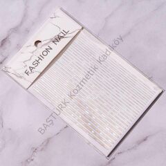 Adanil Nail Art Kendinden Yapışkanlı Şerit Sticker Parıltılı Gümüş