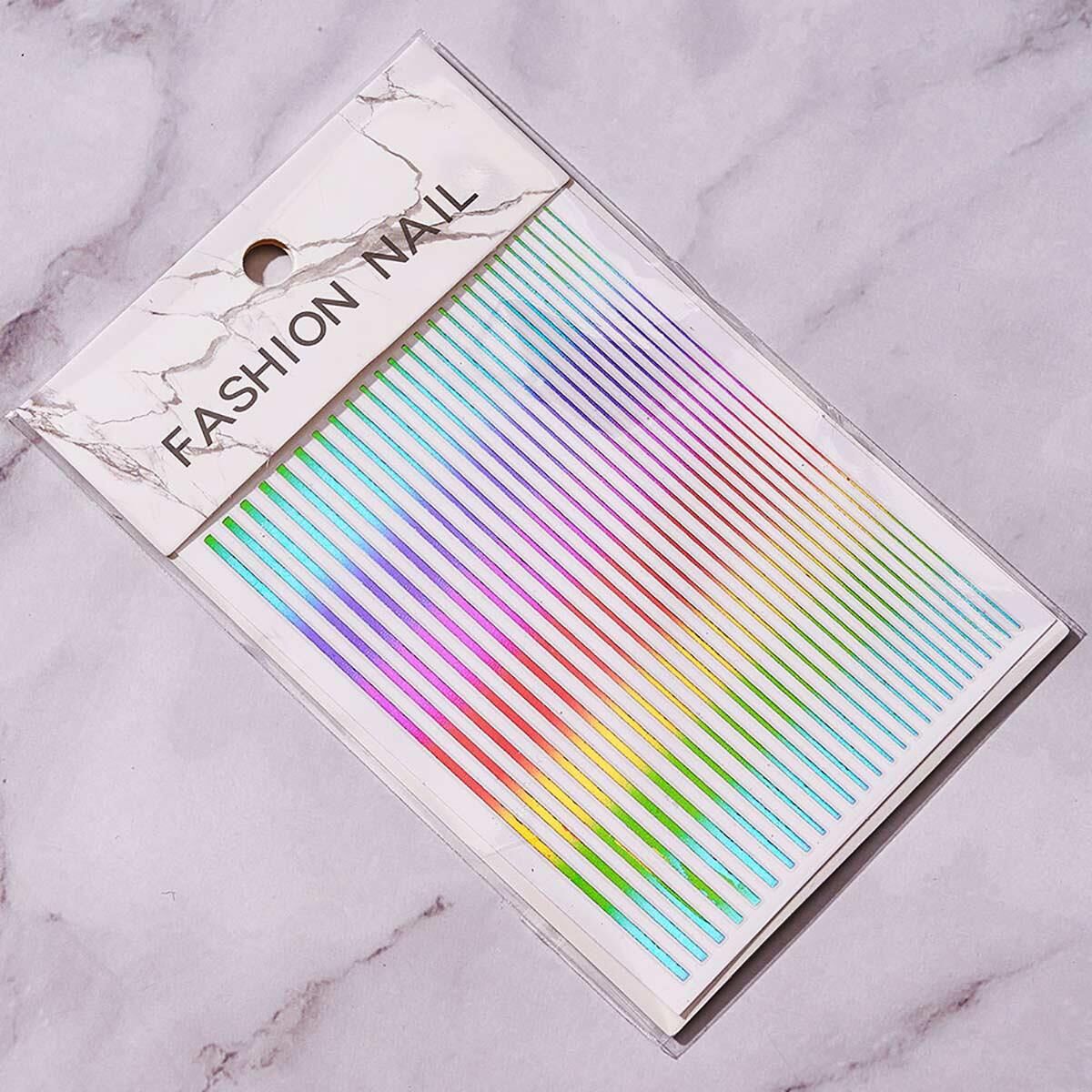 Adanil Nail Art Kendinden Yapışkanlı Şerit Sticker Parıltılı Çok Renkli Gökkuşağı Rainbow