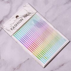 AVyu Nail Art Kendinden Yapışkanlı Şerit Sticker Parıltılı Çok Renkli Gökkuşağı Rainbow
