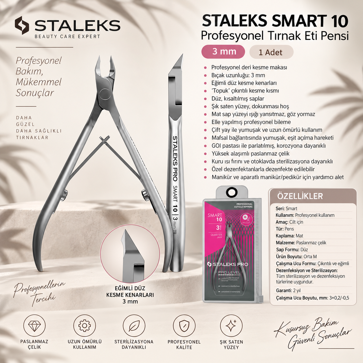 STALEKS SMART 10 Profesyonel Tırnak Et Pensi - 3 mm