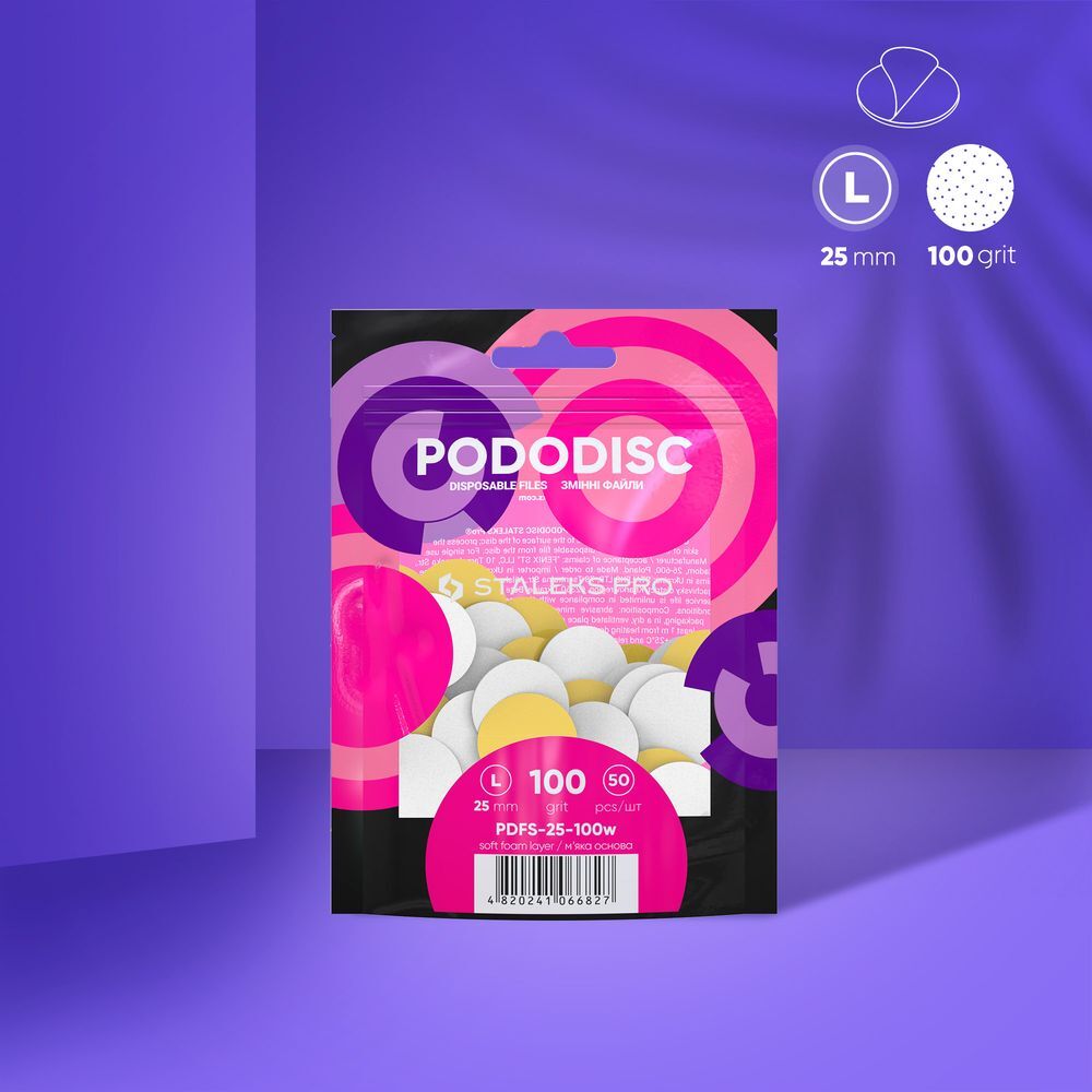STALEKS PODODISC L Yumuşak Tabanlı Beyaz Zımpara 100 Grit 50 Adet