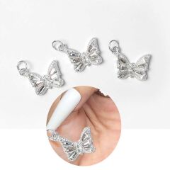 Adanil Kelebek Tırnak Piercingi Nail Art Süsleme Piercing Gümüş Kelebek 1 Adet