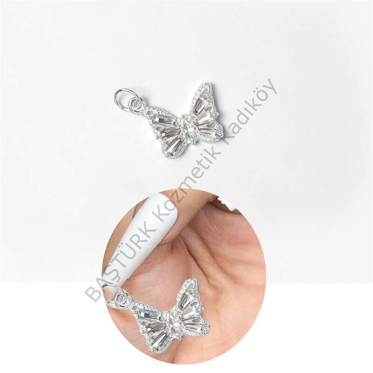 Adanil Kelebek Tırnak Piercingi Nail Art Süsleme Piercing Gümüş Kelebek 1 Adet