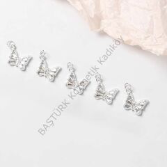 Adanil Kelebek Tırnak Piercingi Nail Art Süsleme Piercing Gümüş Kelebek 1 Adet