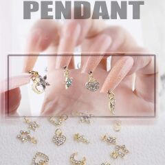 Adanil Taşlı Altın Yıldız Tırnak Piercingi Nail Art Süsleme Piercing 1 Adet