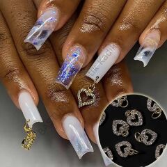 Adanil Taşlı Kalp Tırnak Piercingi Nail Art Süsleme Piercing 1 Adet