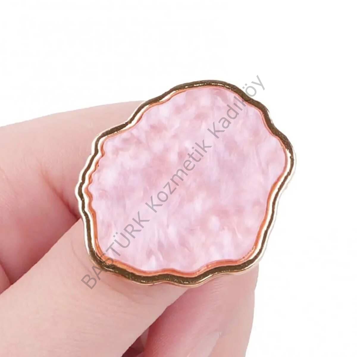 Nail Art Paleti Yüzüklü Kalıcı Oje Karıştırma Paleti Rastgele Şekilli Pembe