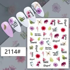 AVyu Çiçek Kelebek Yazılı Sticker J0-2114
