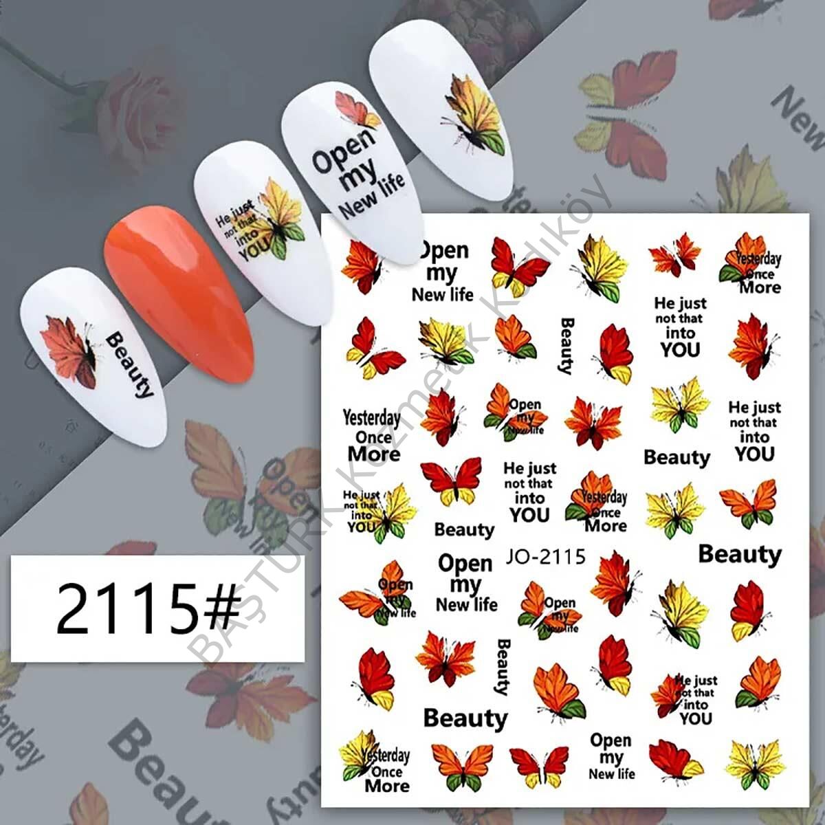 Adanil Yaprak Kelebek Yazılı Sticker J0-2115