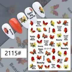 AVyu Yaprak Kelebek Yazılı Sticker J0-2115
