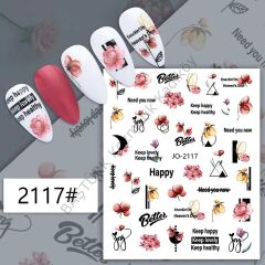 Adanil Pembe Çiçek Yazılı Şekilli Sticker J0-2117