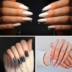 Adanil Top Uçlu Yay Tırnak Piercingi Nail Art Süsleme Piercing 5 Adet Karışık Renk
