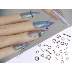 Adanil Top Uçlu Yay Tırnak Piercingi Nail Art Süsleme Piercing 5 Adet Karışık Renk