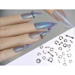Adanil Top Uçlu Yay Tırnak Piercingi Nail Art Süsleme Piercing 5 Adet Karışık Renk