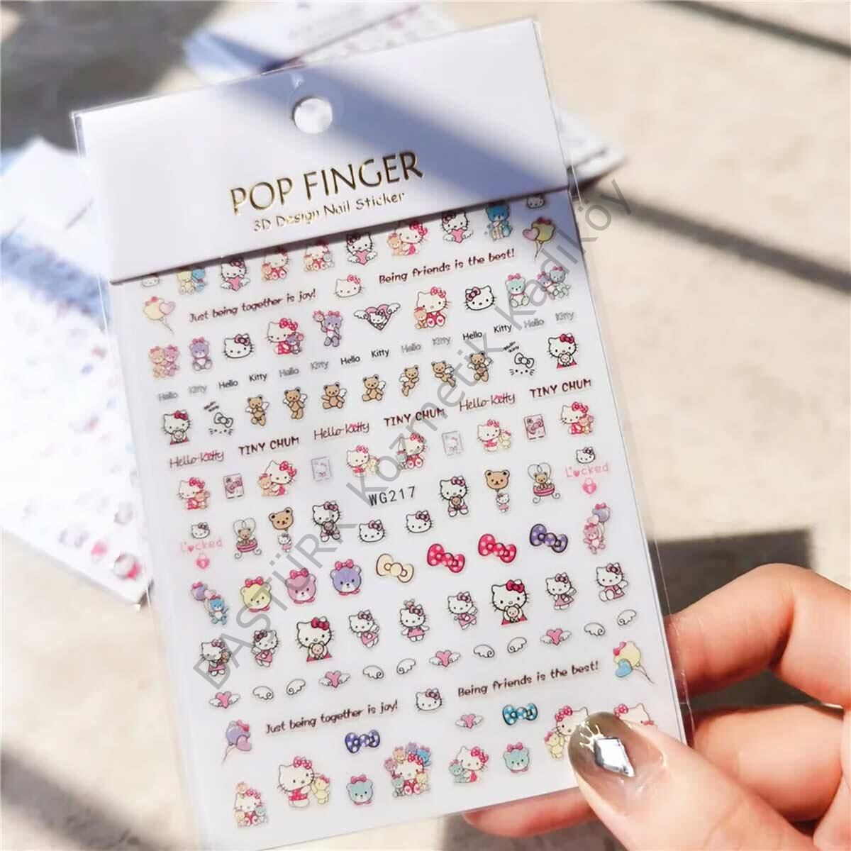Adanil Ayıcık Arkadaş Kalp Balon Hello Kitty Sticker WG217