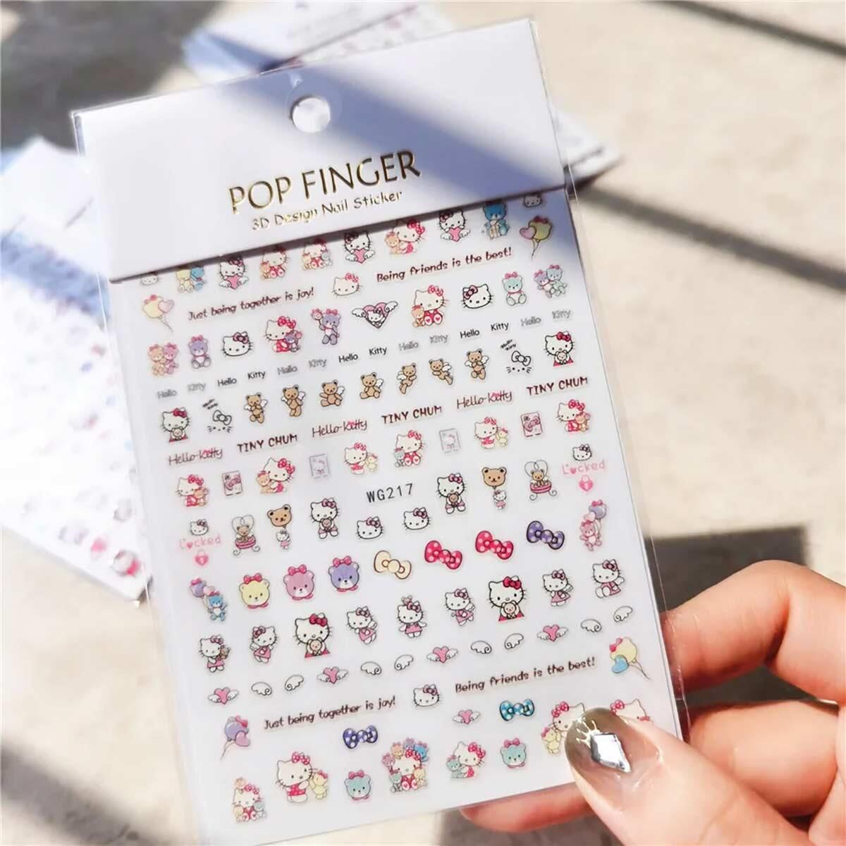 Adanil Ayıcık Arkadaş Kalp Balon Hello Kitty Sticker WG217