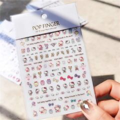Adanil Ayıcık Arkadaş Kalp Balon Hello Kitty Sticker WG217