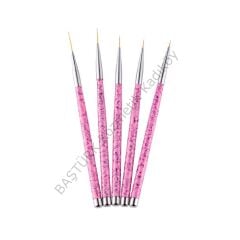 5'li Tırnak Süsleme Nail Art Fırça Seti 0 Numara Çizim Fırçaları
