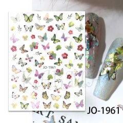 AVyu Yeşil Kelebek Zeytin Dalı Çiçek Sticker J0-1961