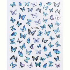 Adanil Mavi Lacivert Kelebek Çiçek Sticker J0-1962