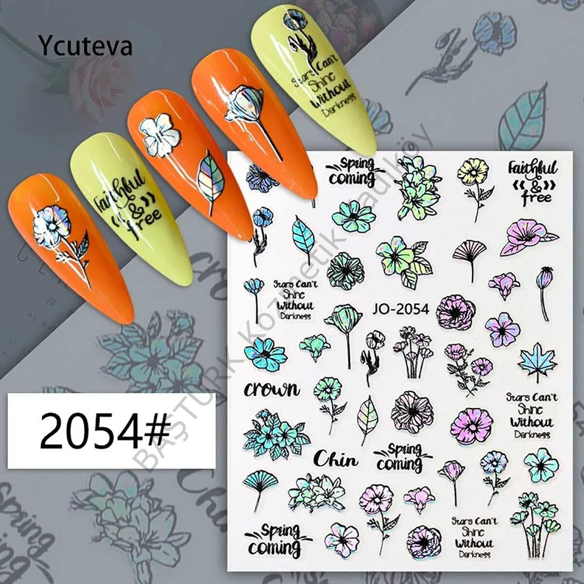 Adanil Hologram Çiçek Yazı Sticker J0-2054
