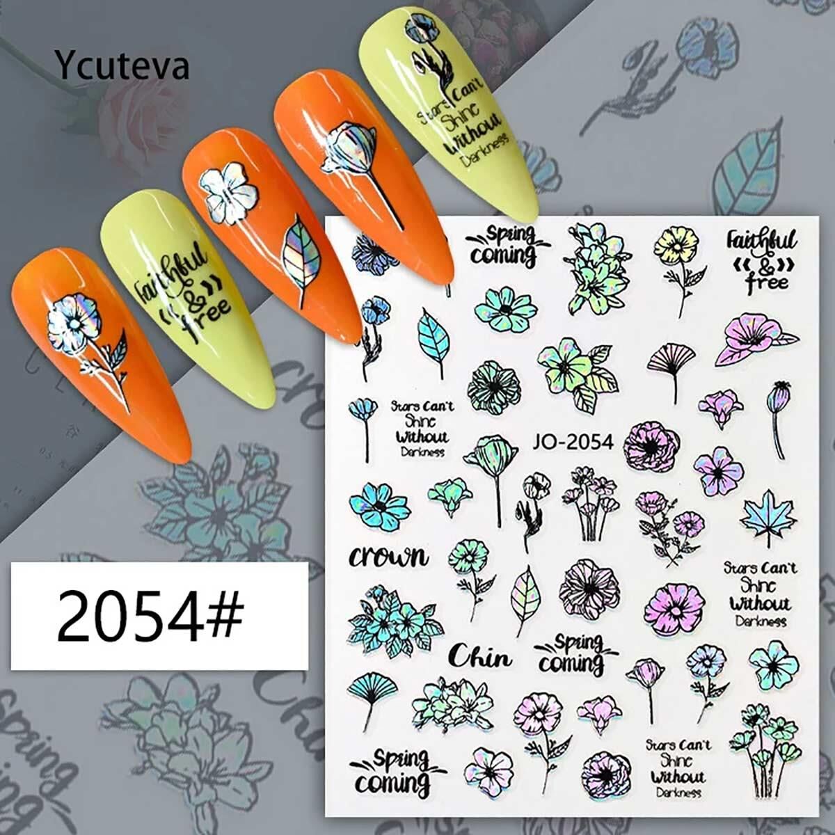 Adanil Hologram Çiçek Yazı Sticker J0-2054