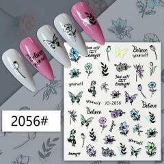 AVyu Hologram Yaprak Çiçek Haşhaş Sticker J0-2056