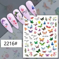 AVyu Renkli Kelebek Yazı Çiçek Sticker J0-2216