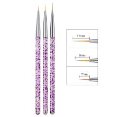 3'lü Tırnak Süsleme Nail Art Fırça Seti