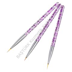 3'lü Tırnak Süsleme Nail Art Fırça Seti