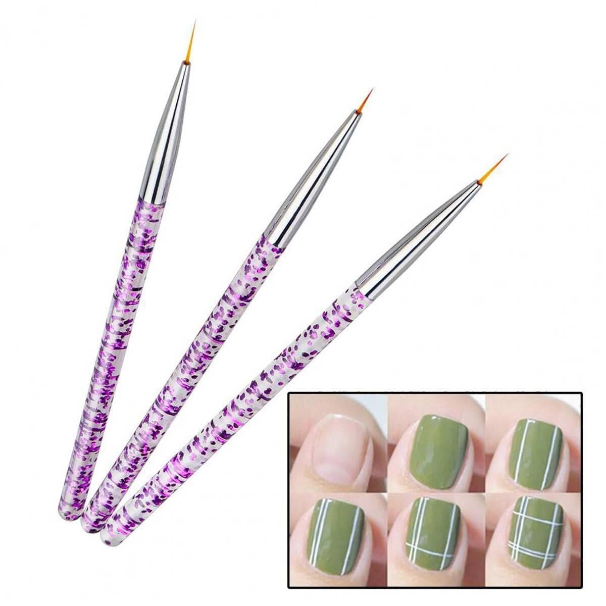 3'lü Tırnak Süsleme Nail Art Fırça Seti