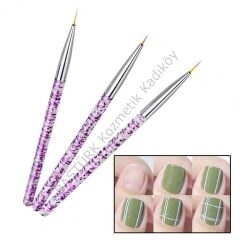 3'lü Tırnak Süsleme Nail Art Fırça Seti