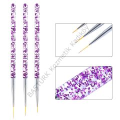 3'lü Tırnak Süsleme Nail Art Fırça Seti