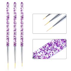 3'lü Tırnak Süsleme Nail Art Fırça Seti