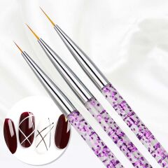 3'lü Tırnak Süsleme Nail Art Fırça Seti