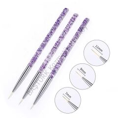 3'lü Tırnak Süsleme Nail Art Fırça Seti