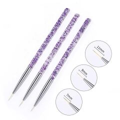 3'lü Tırnak Süsleme Nail Art Fırça Seti