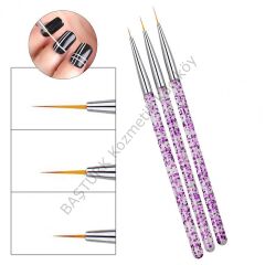 3'lü Tırnak Süsleme Nail Art Fırça Seti