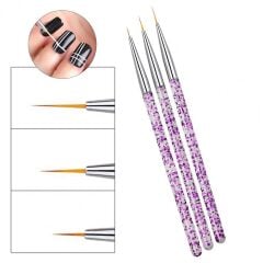 3'lü Tırnak Süsleme Nail Art Fırça Seti