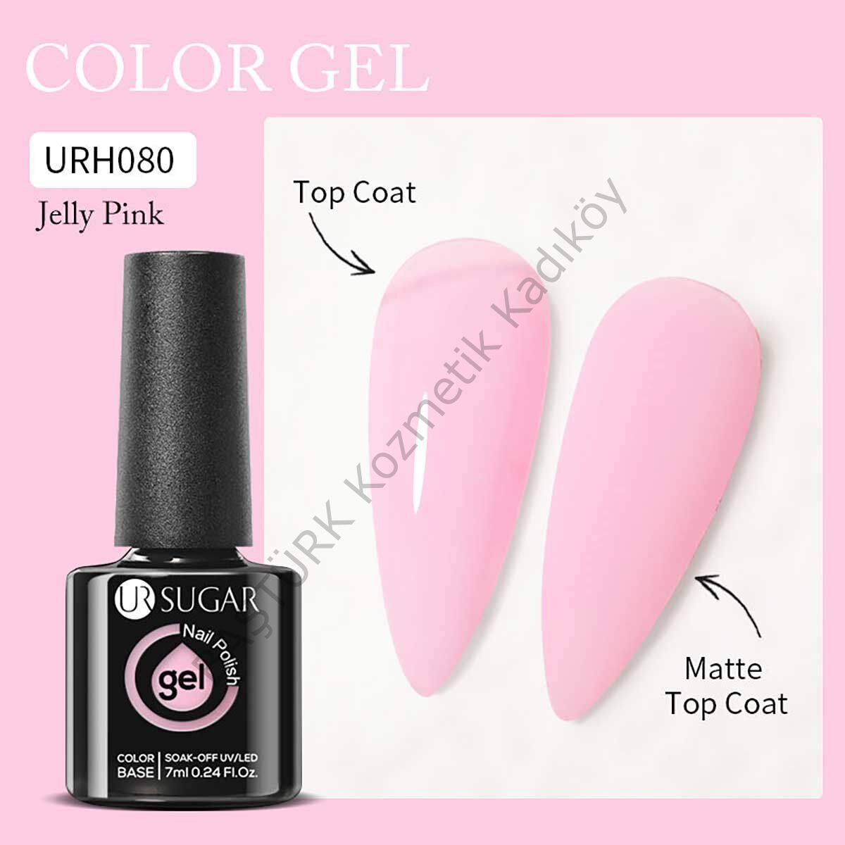 UR SUGAR FRENCH PEMBESİ KALICI OJE 7 ML URH080 JELLY PİNK