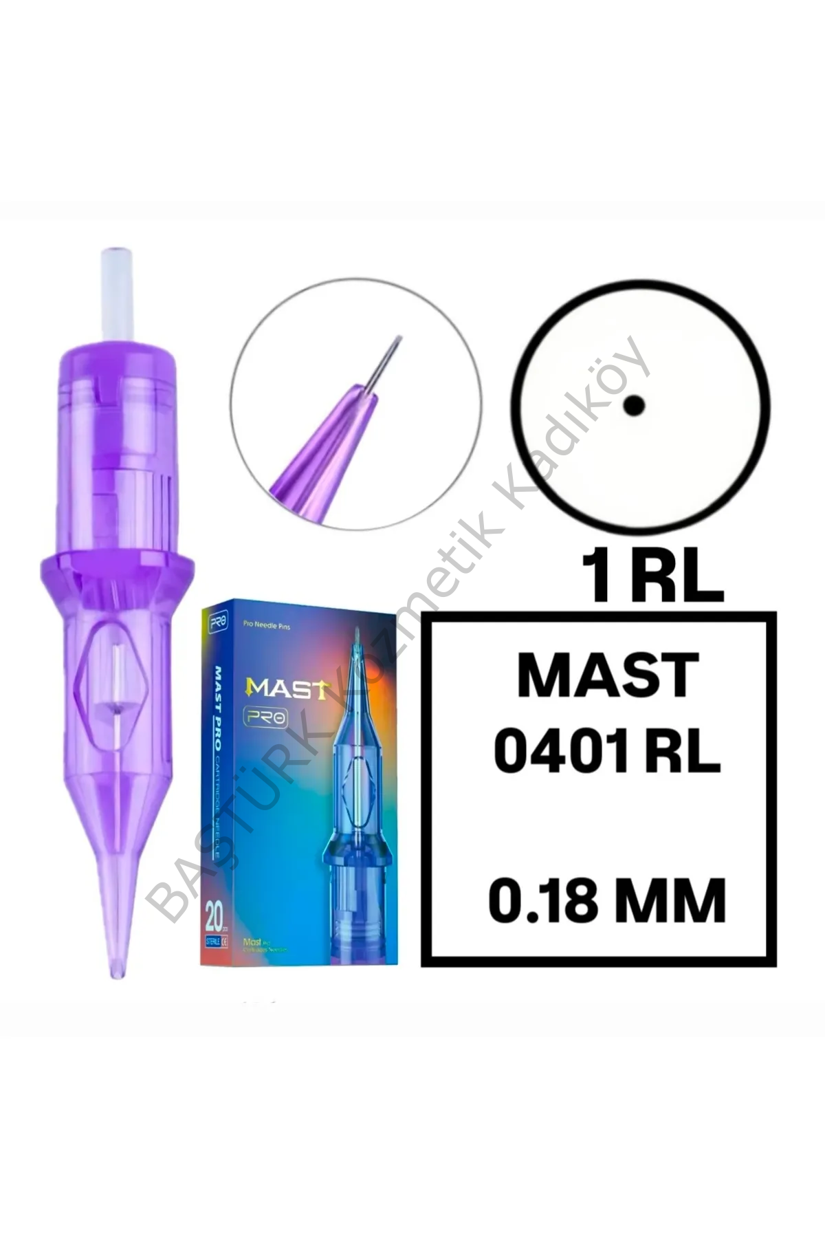 Pro Cartridges 1 Kutu Pro 0401 RL - 0.18 mm - Kartuş Dövme ve MAST Kalıcı Makyaj İğnesi