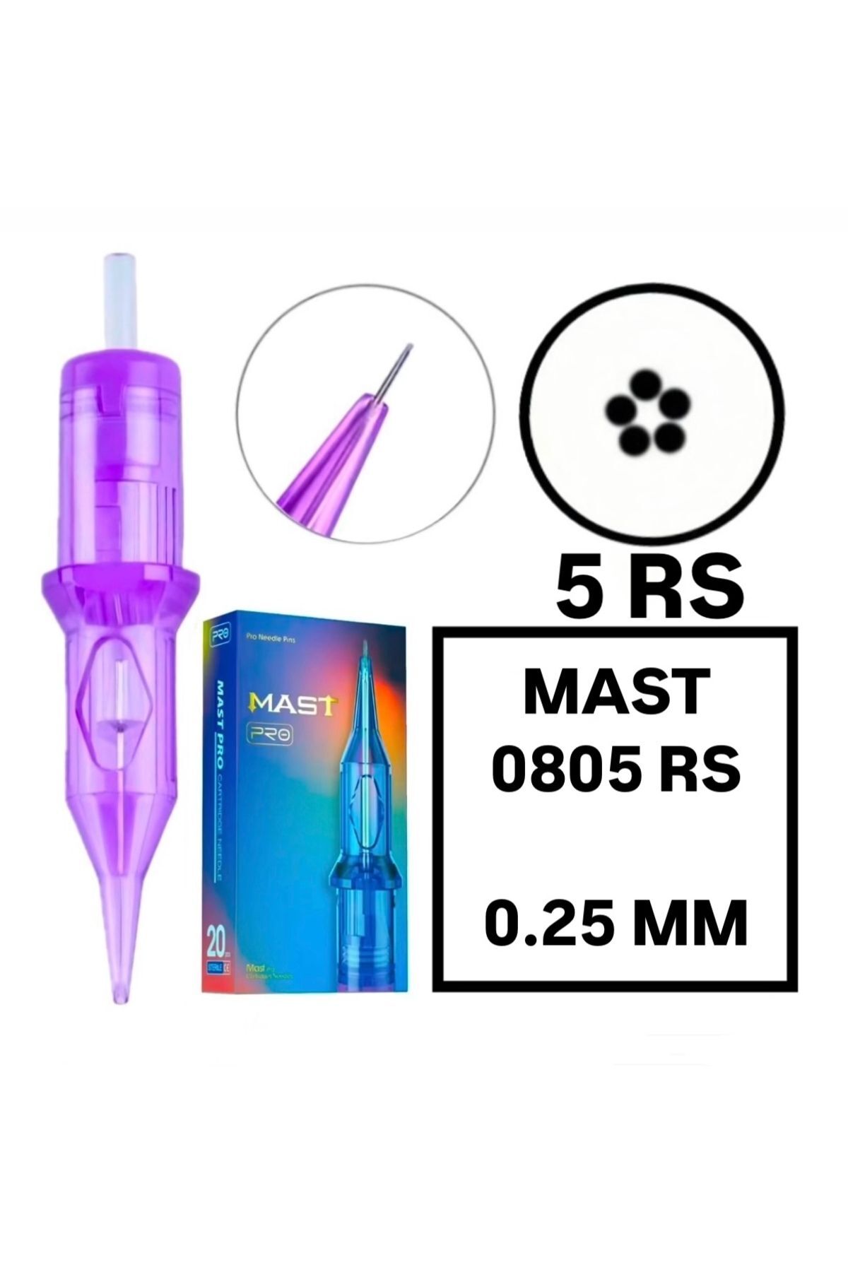 Pro Cartridges 1 Kutu Pro 0805 RS - 0.25 mm - Kartuş Dövme ve MAST Kalıcı Makyaj Gölgeleme İğnesi